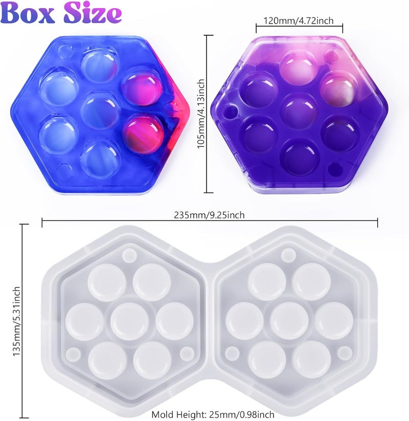 KISREL Dice Resin Molds, DND Dice Set and Organizer Box Epoxy Resin Mold with 7 Standard Stereoscopic Dice Cavities, Silicone Molds for Resin, DND Dice Set Making Kit, Table Board Game - Image 3